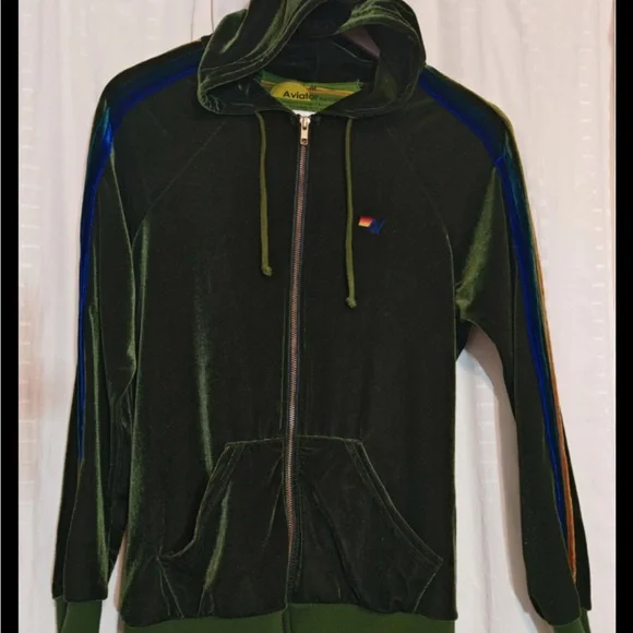 Aviator Nation Black Velour Hoodie - Picture 1 of 5